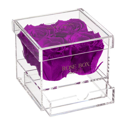 4 Royal Purple Roses Jewelry Box