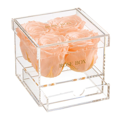 4 Sorbet Peach Roses Jewelry Box