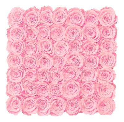 Large Black Square Box with Pink Blush Roses