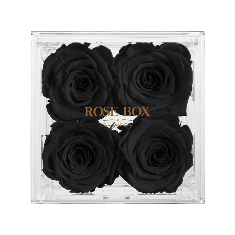 4 Velvet Black Roses Jewelry Box