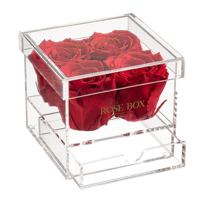 4 Red Flame Roses Jewelry Box