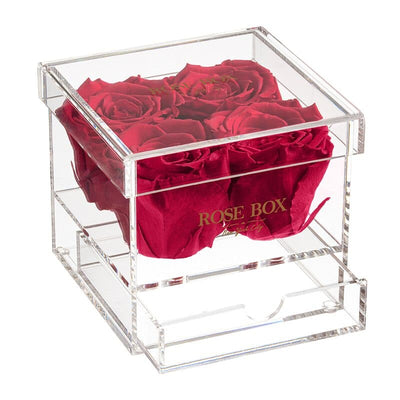 4 Ruby Pink Roses Jewelry Box