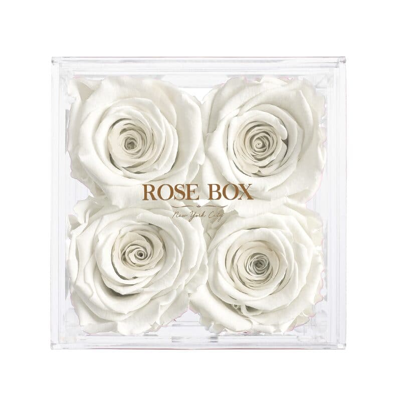 4 Pure White Roses Jewelry Box