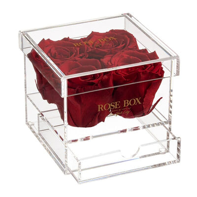 4 Red Wine Roses Jewelry Box
