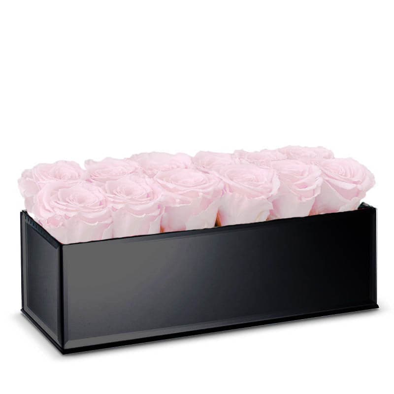 Black Table Centerpiece with Light Pink Roses