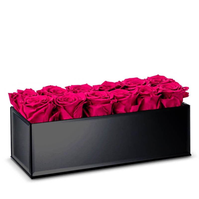 Black Table Centerpiece with Ruby Pink Roses