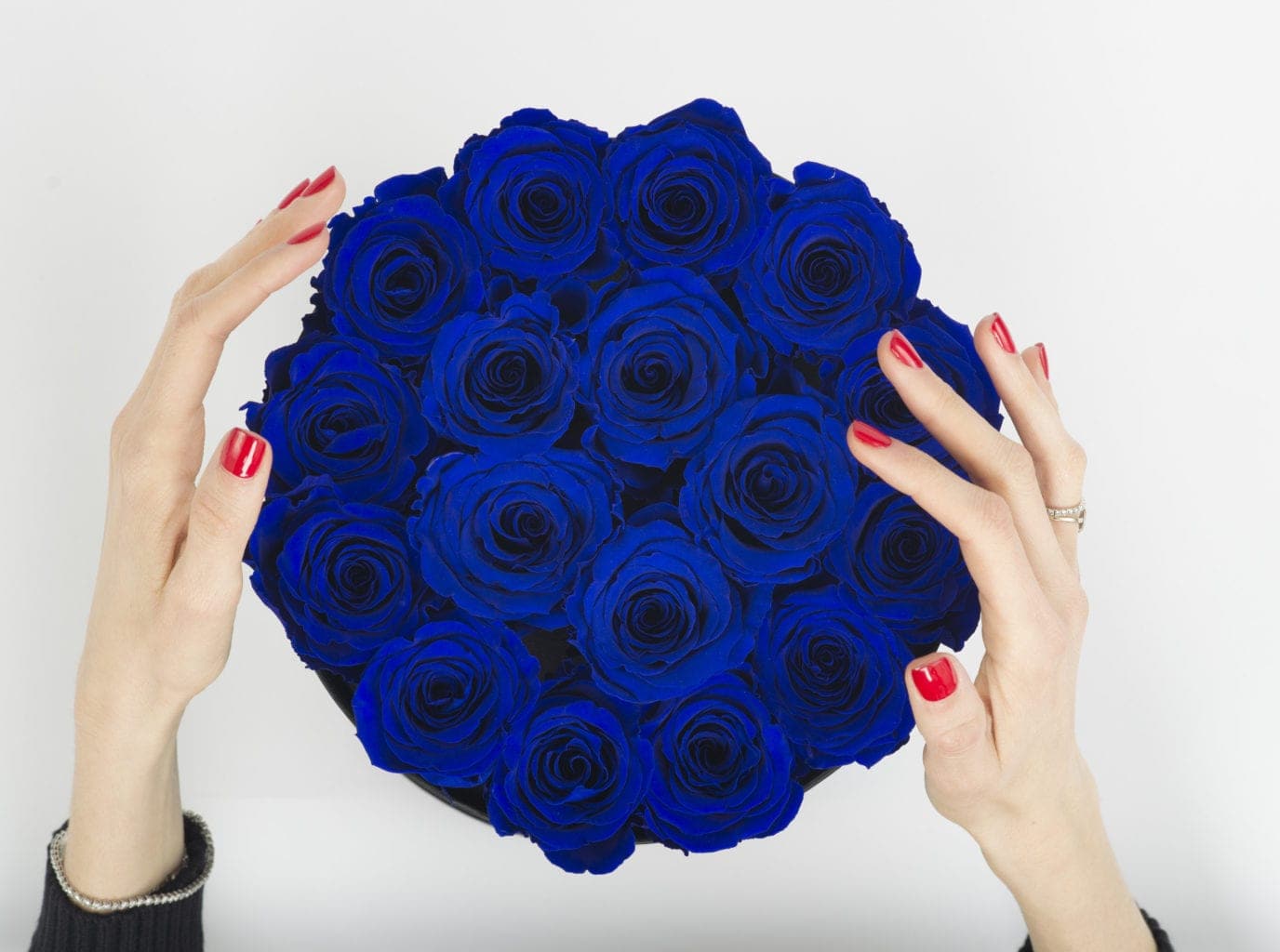 Medium Black Box with Night Blue Roses (Voucher Special)