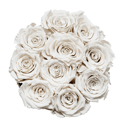 Small Pink Box with Ivory White Roses