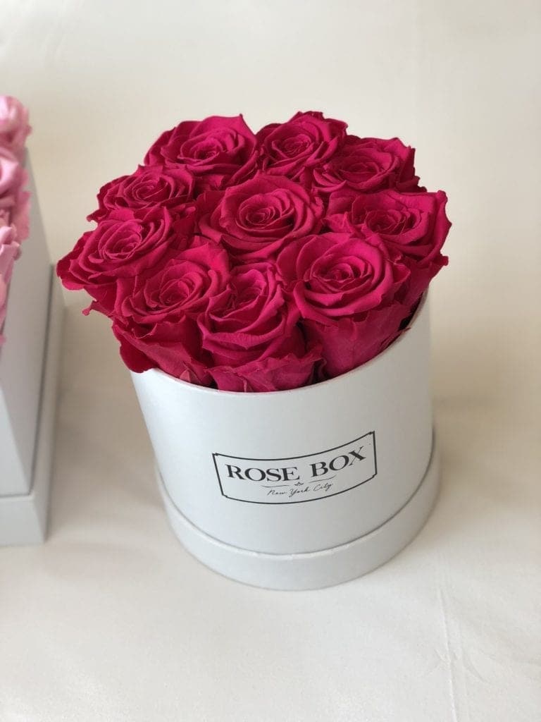 Small White Box with Ruby Pink Roses (Voucher Special)