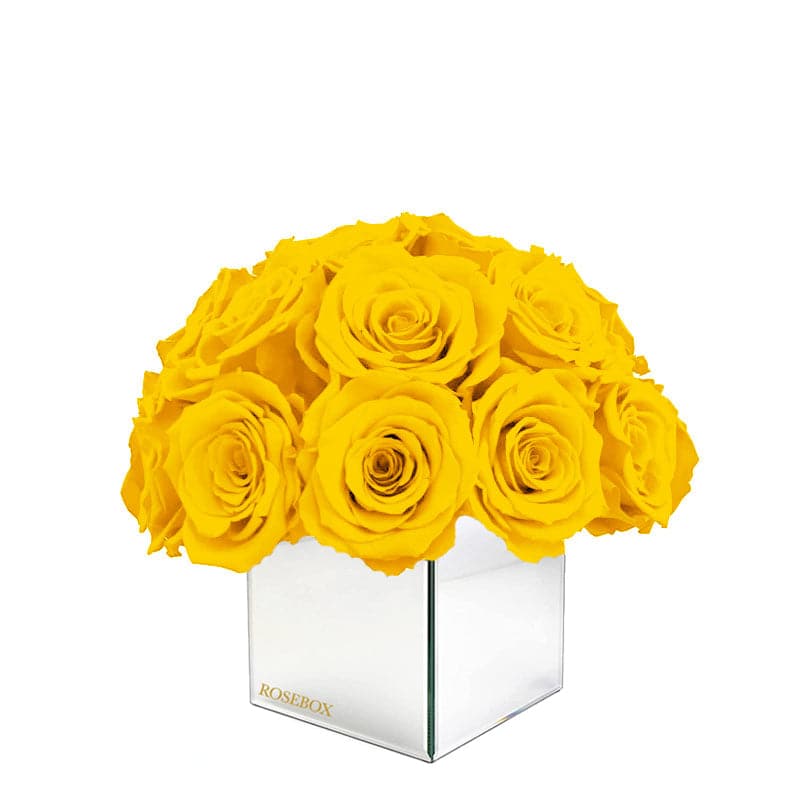 Mini Mirrored Half Ball with Bright Yellow Roses