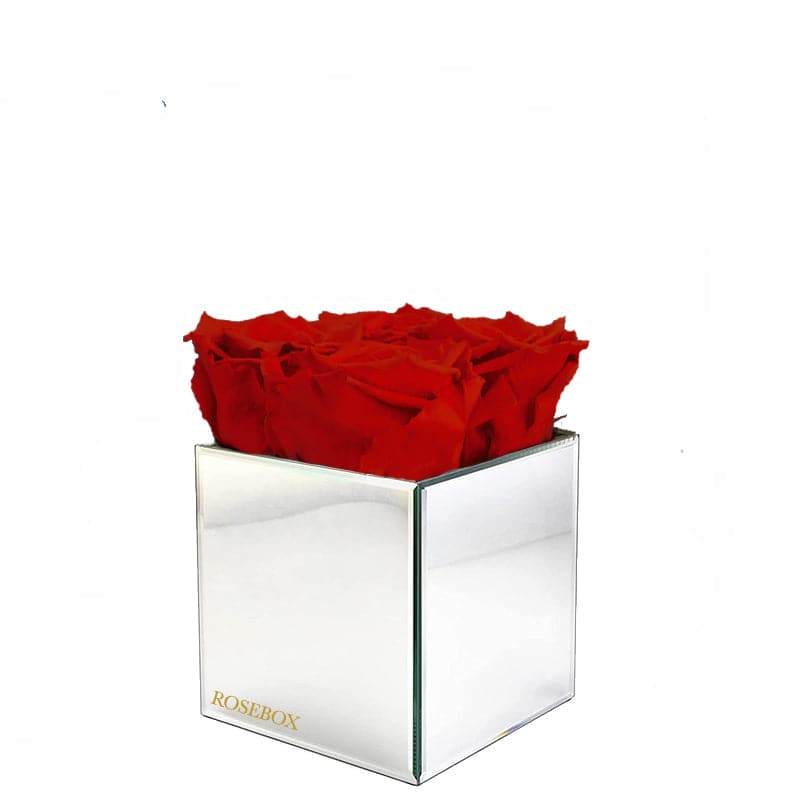 Mini Mirror Centerpiece with Red Flame Roses