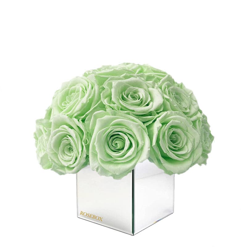 Mini Mirrored Half Ball with Light Green Roses