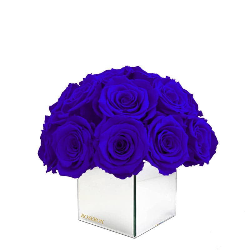Mini Mirrored Half Ball with Night Blue Roses