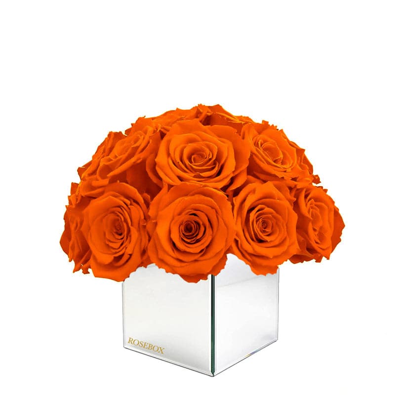 Mini Mirrored Half Ball with Autumnal Orange Roses