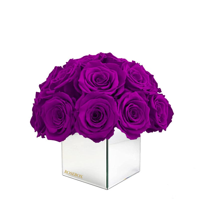 Mini Mirrored Half Ball with Royal Purple Roses