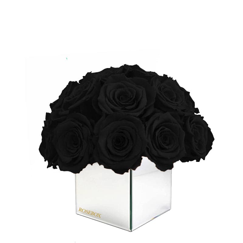 Mini Mirrored Half Ball with Velvet Black Roses