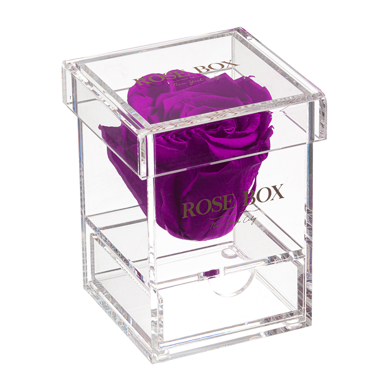 Single Royal Purple Rose Jewelry Box