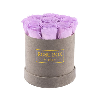 Small Gray Box with Lavender Roses