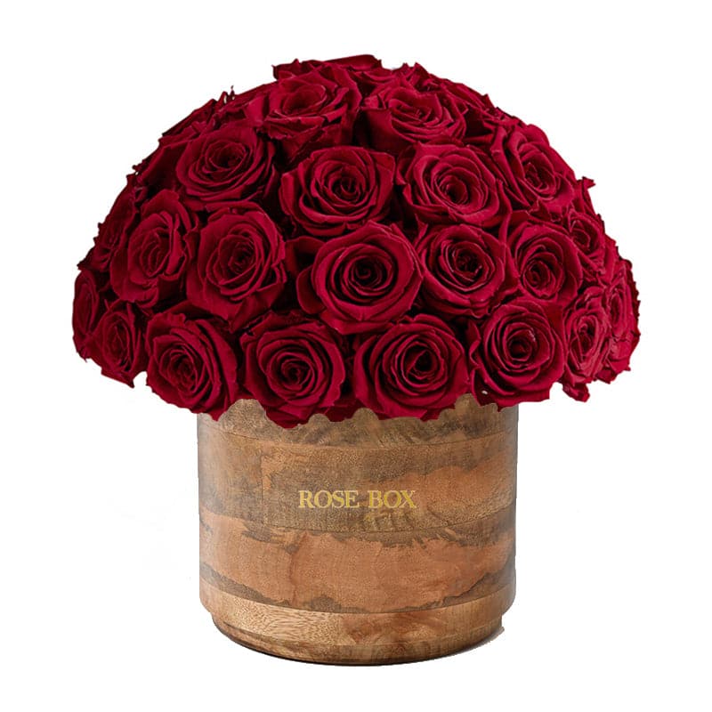Rustic Premium Half Ball with Red Wine Roses