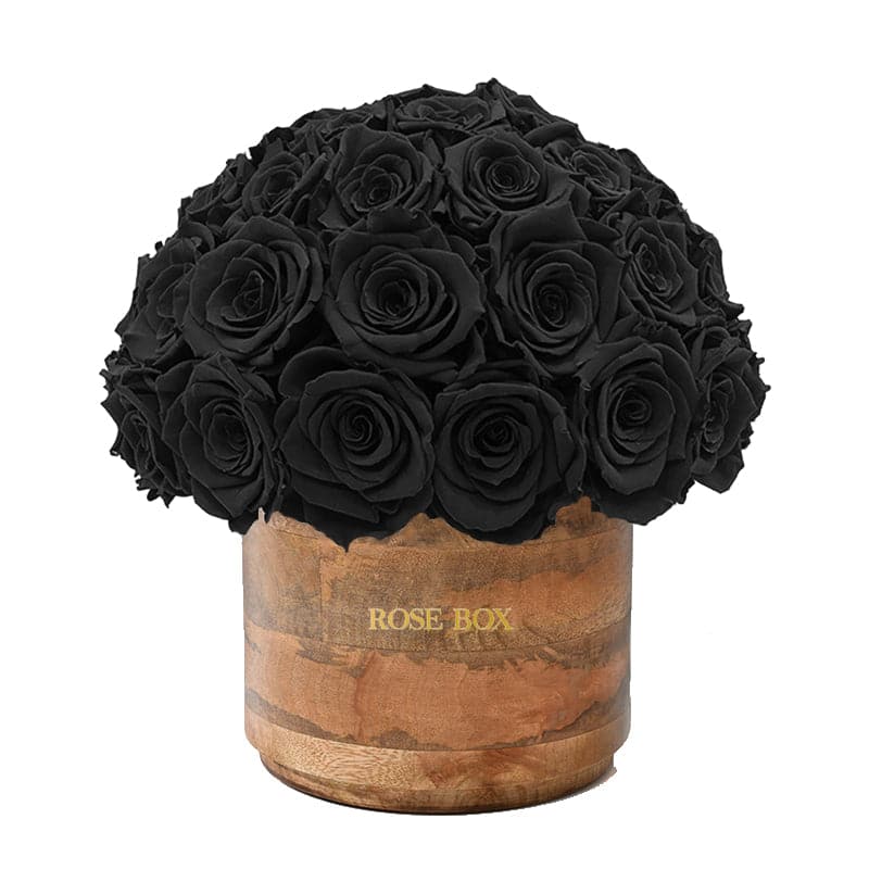 Rustic Classic Half Ball with Velvet Black Roses