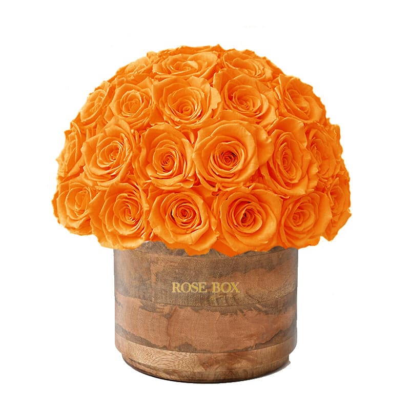 Rustic Premium Half Ball with Autumnal Orange Roses