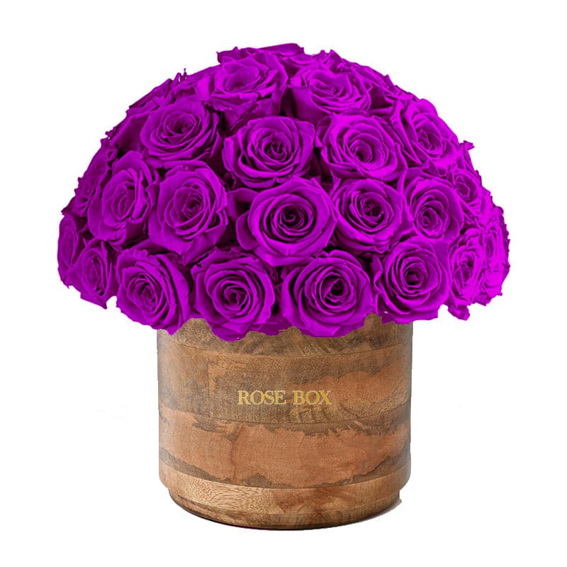 Rustic Premium Half Ball with Royal Purple Roses