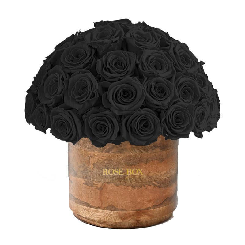 Rustic Premium Half Ball with Velvet Black Roses
