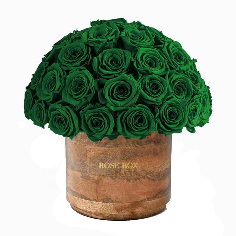 Rustic Premium Half Ball with Forest Green Roses