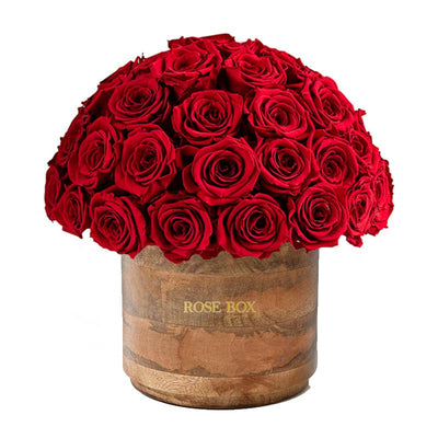 Rustic Premium Half Ball with Red Flame Roses