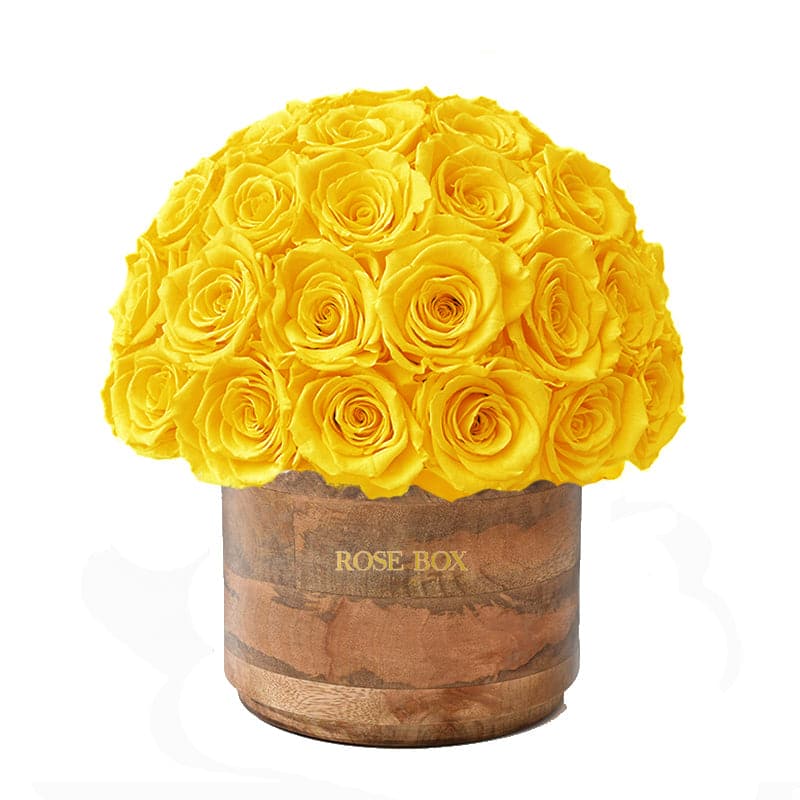 Rustic Premium Half Ball with Bright Yellow Roses