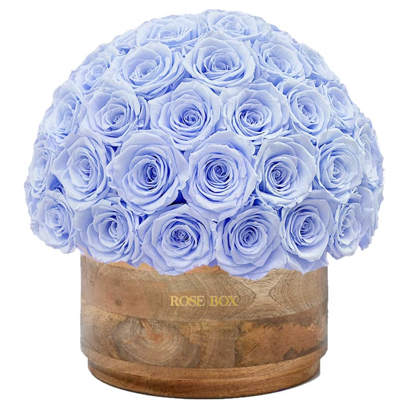 Rustic XL Half Ball with Light Blue Roses