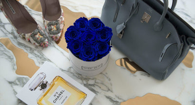 Small White Box with Night Blue Roses (Voucher Special)