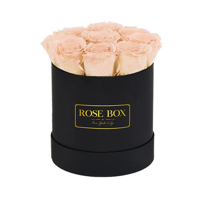 Small Black Box with Sorbet Peach Roses (Voucher Special)