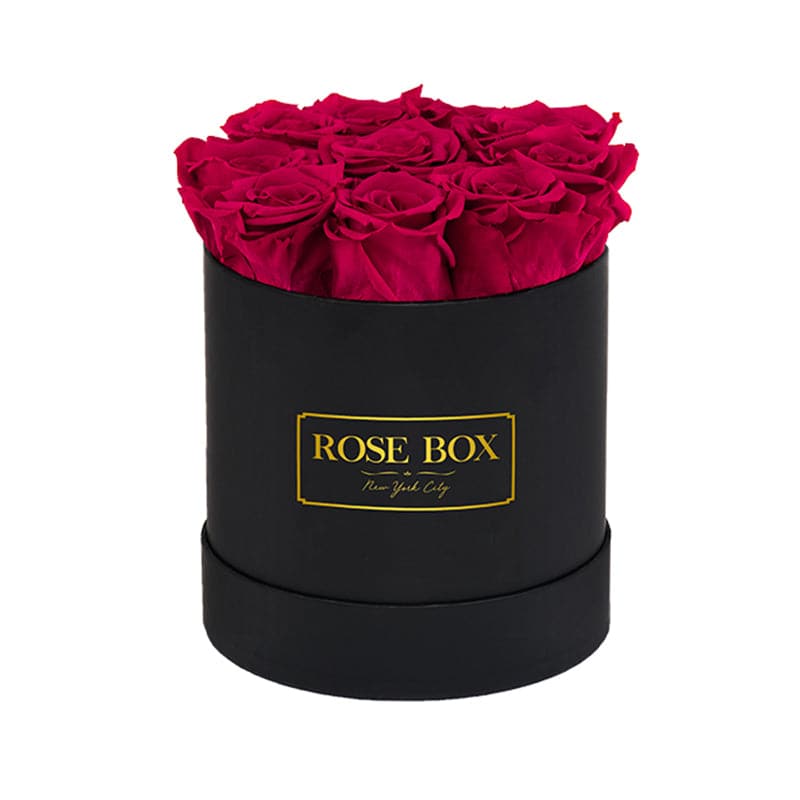 Small Black Box with Ruby Pink Roses