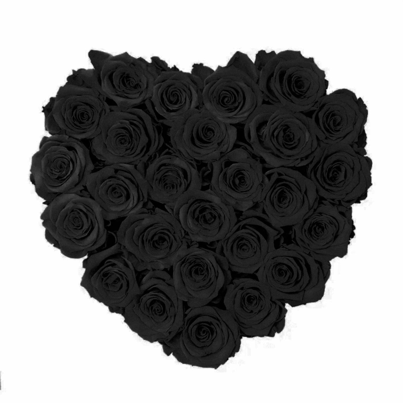Large Black Heart Box with Velvet Black Roses