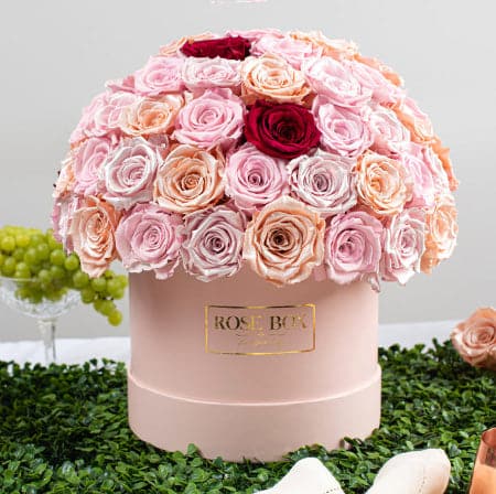 Custom Extra Large Box with Half Ball of 80 Roses (Voucher Special)