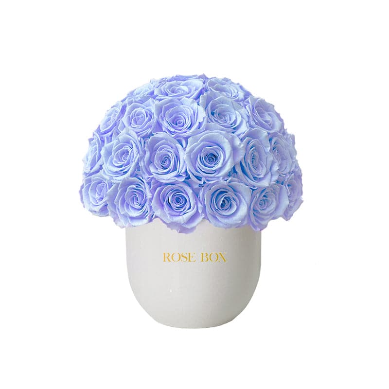 Ceramic Classic Half Ball with Light Blue Roses