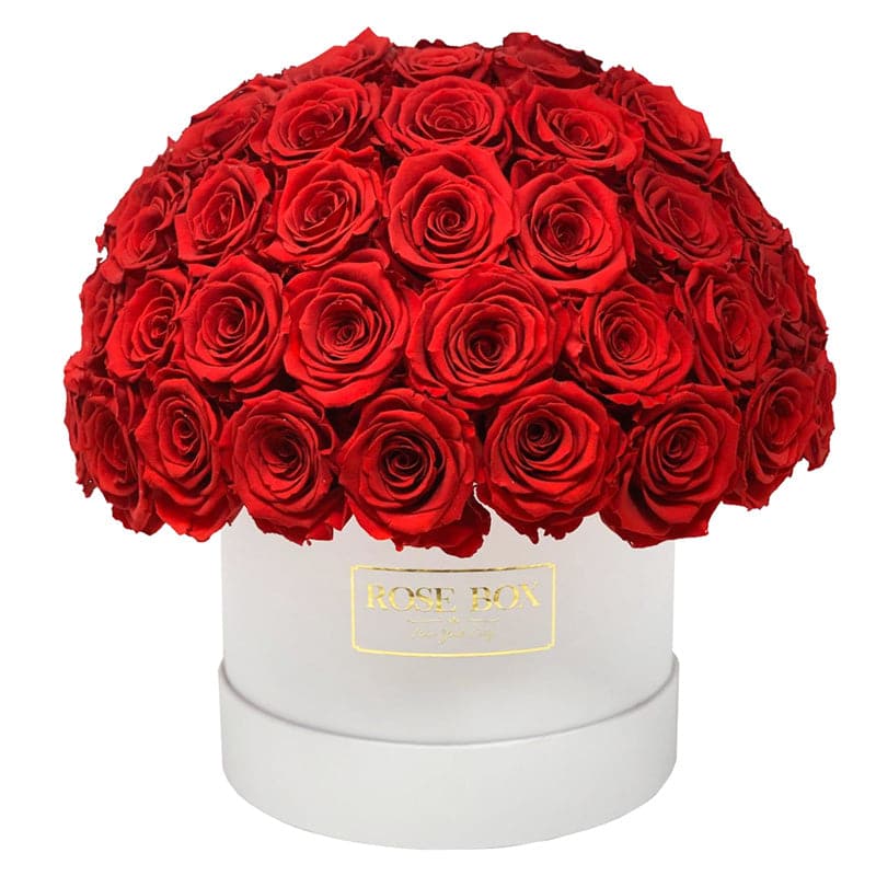 Signature White Extra Large Box with Half Ball of 80 Roses