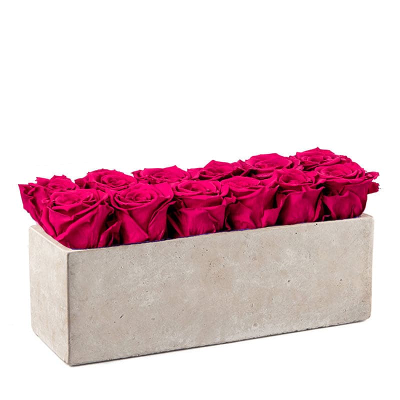 Gray Slate Centerpiece with Ruby Pink Roses