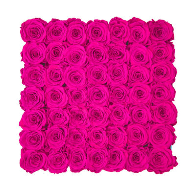 Large Pink Square Box with Neon Pink Roses