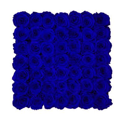 Large Black Square Box with Night Blue Roses