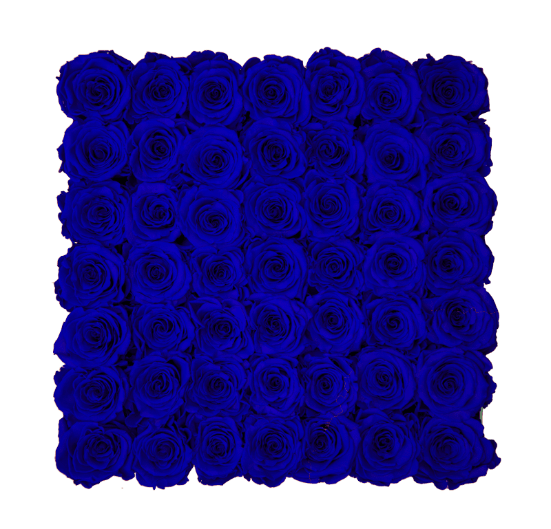 Large Pink Square Box with Night Blue Roses