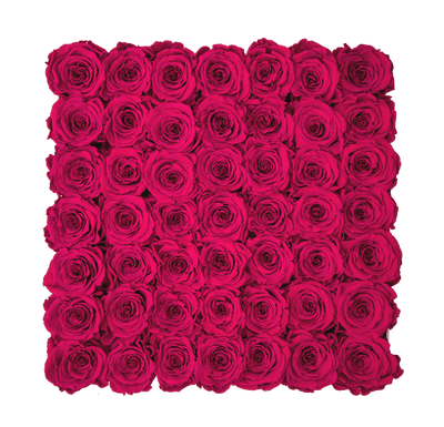 Large White Square Box with Ruby Pink Roses