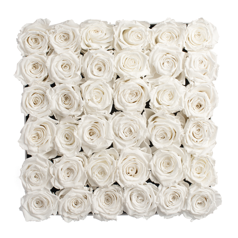 Large Pink Square Box with Pure White Roses