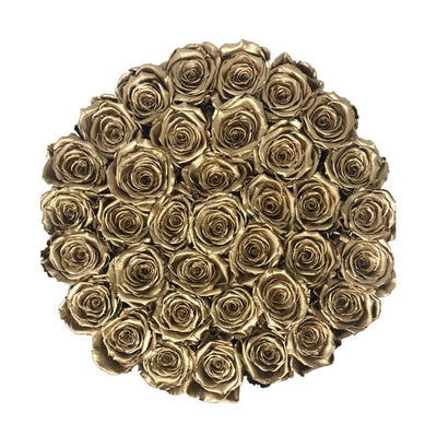 Large Round White Box with Gold Roses