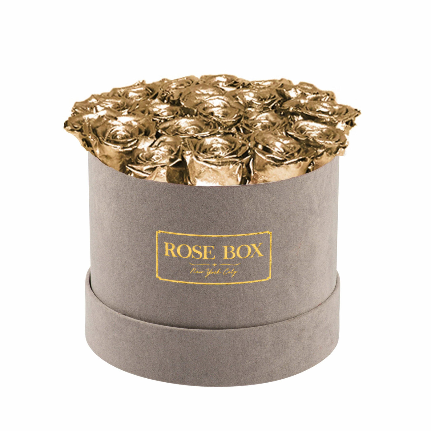 Medium Gray Box with Gold Roses