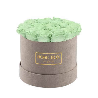 Medium Gray Box with Light Green Roses