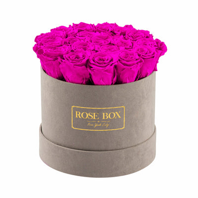 Medium Gray Box with Neon Pink Roses