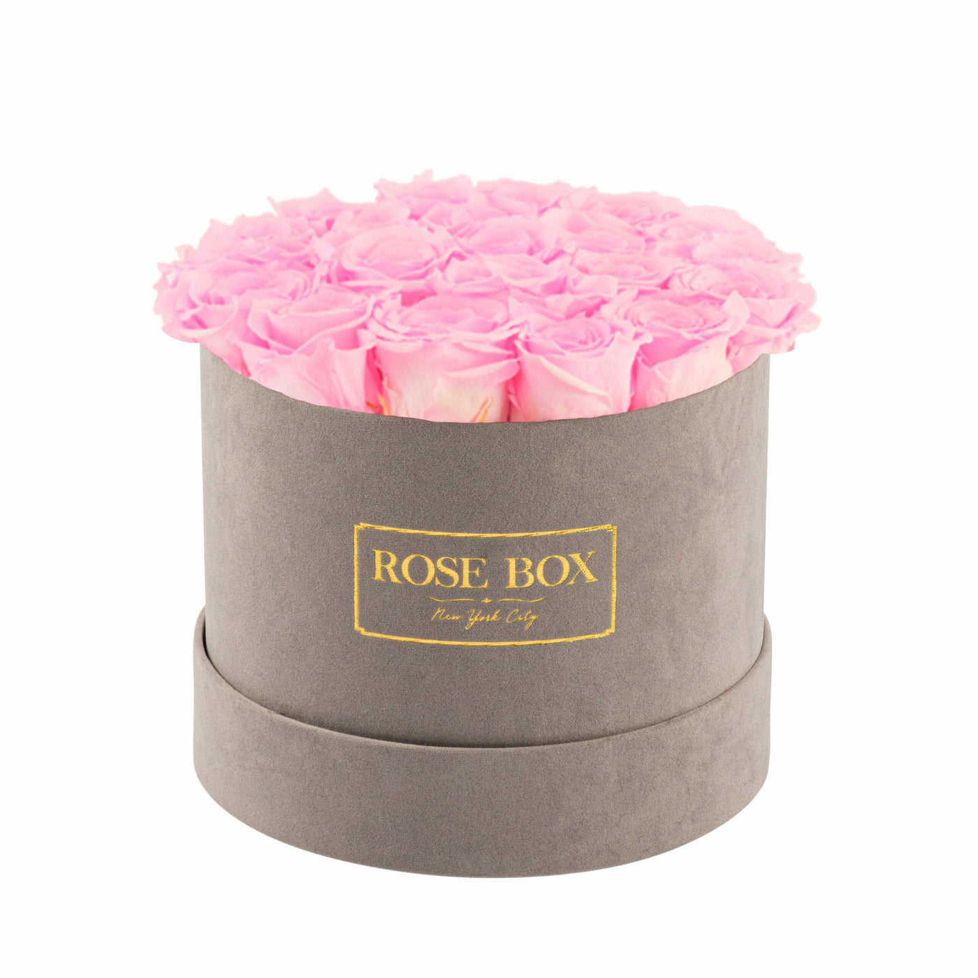 Medium Gray Box with Pink Blush Roses
