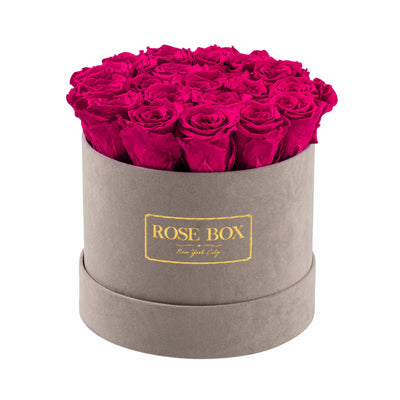 Medium Gray Box with Ruby Pink Roses